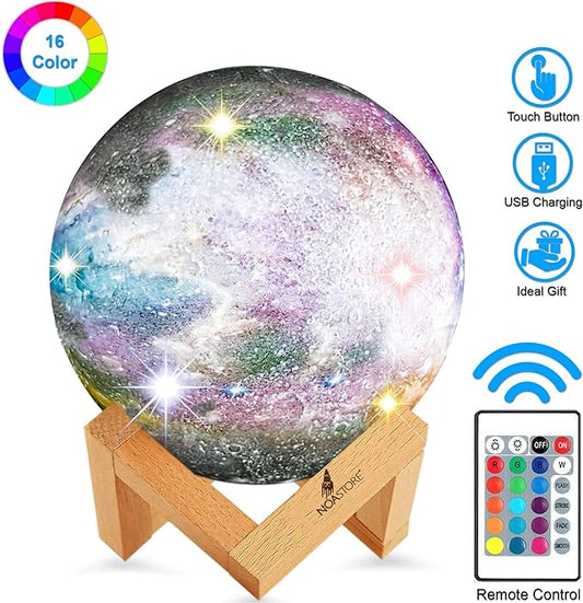 Noa Store Galaxy Moon Night Lamp - Night Light 16 Colors USB Charging