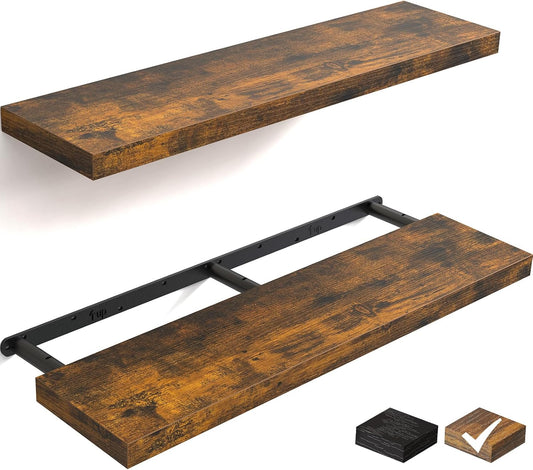 BAYKA Floating Shelves for Wall, 36 inches Long Wall Mounted Rustic Wood Shelves for Bathroom