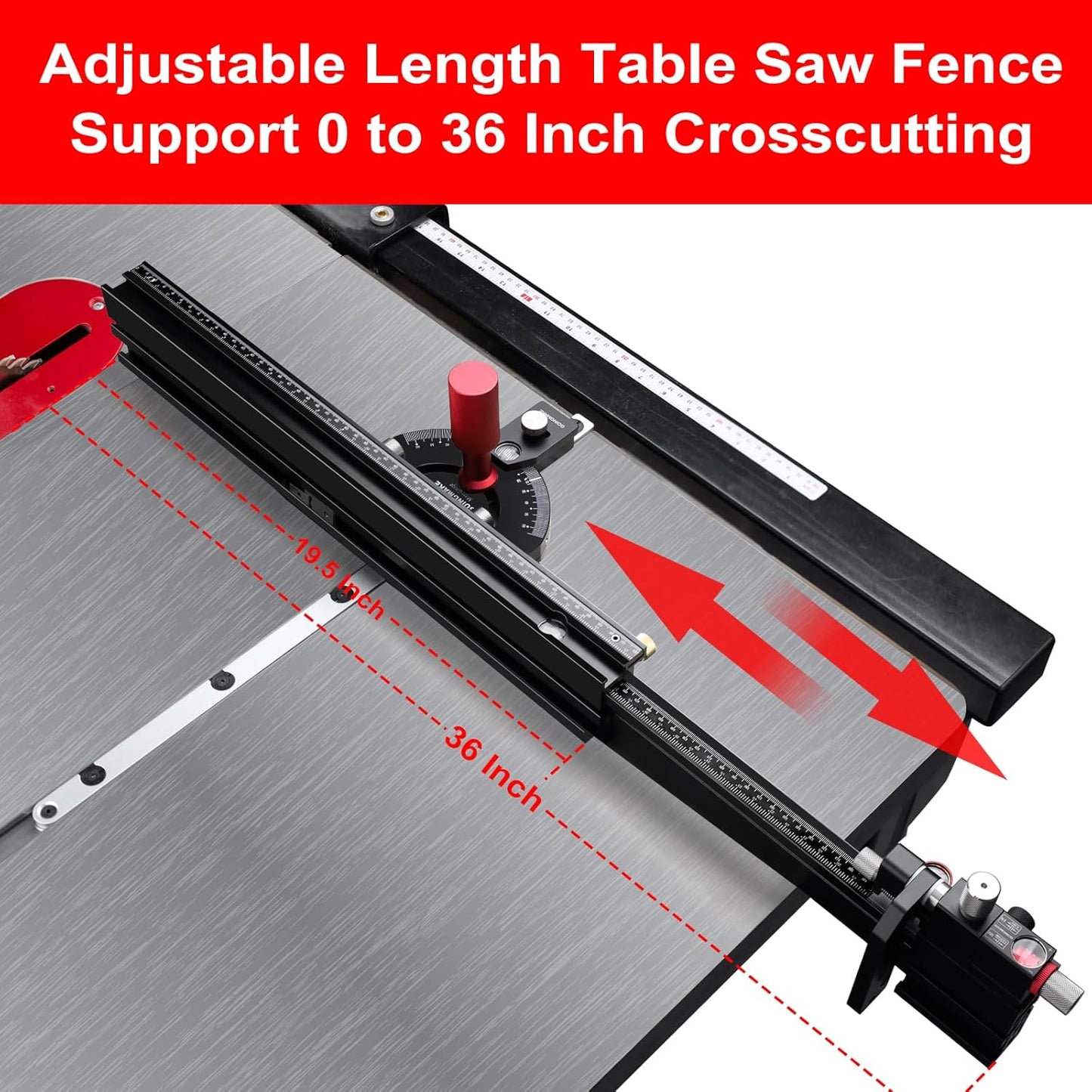 Table Saw Miter Gauge with Micro Adjustable Flip Stop and Extendable Fence and Quick Angle