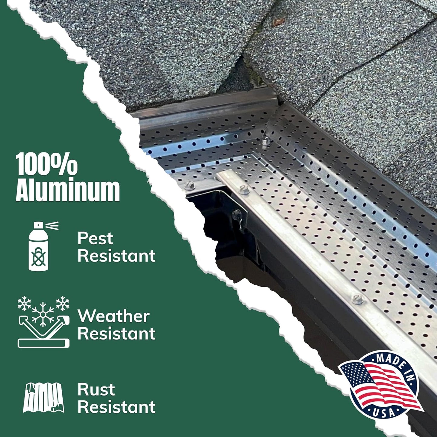A-M Gutter Guard - Heavy Duty Lifetime Quality Aluminum Leaf & Debris Protection for 5-inch