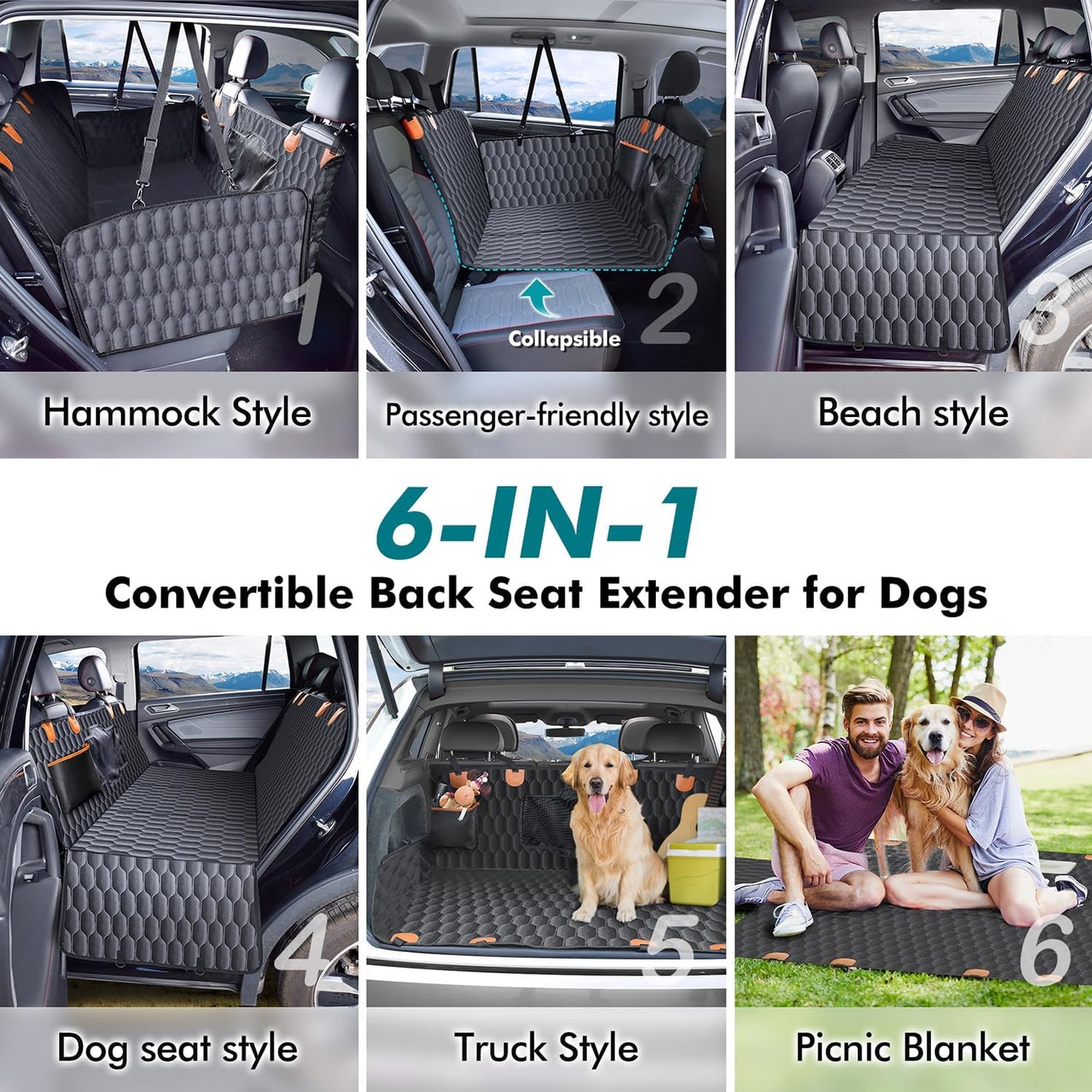 XL Back Seat Extender for Dogs-Supports 400lb