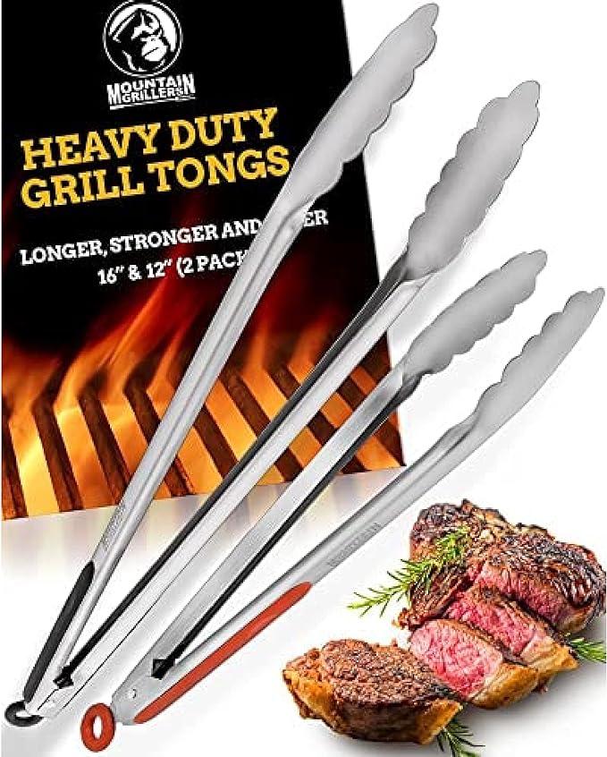 Grill Tongs for Cooking BBQ - 12 & 16" Set of 2