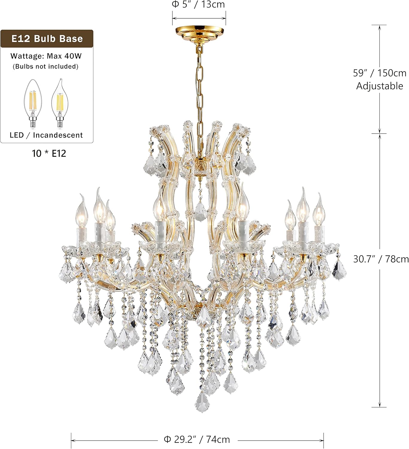 Modern Gold Crystal Chandelier Lighting - Luxury Maria Theresa Chandeliers