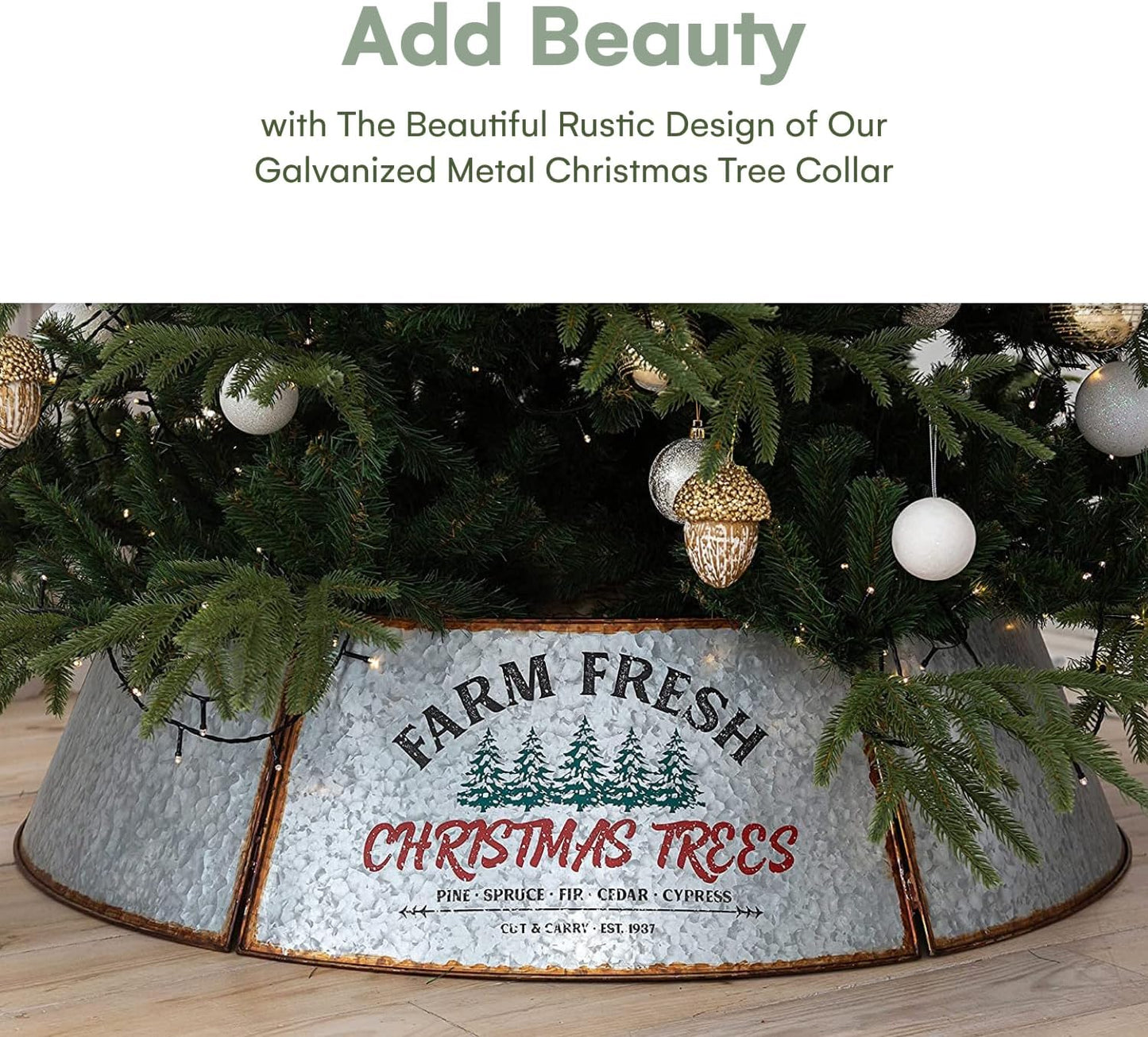 Hallops Galvanized Christmas Tree Collar - Large to Small Christmas Tree Base Cover