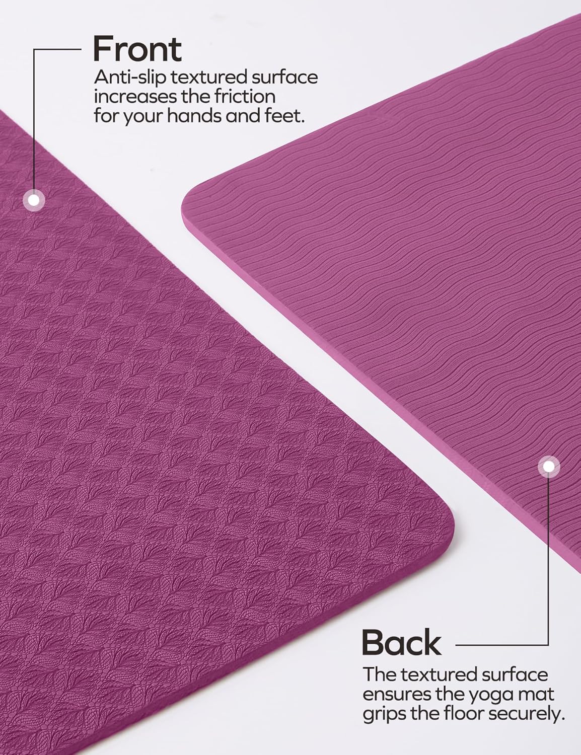 Ewedoos Eco Friendly Yoga Mat with Alignment Marks TPE Yoga Mat Non Slip Hot Yoga Mat Thick 1/4''