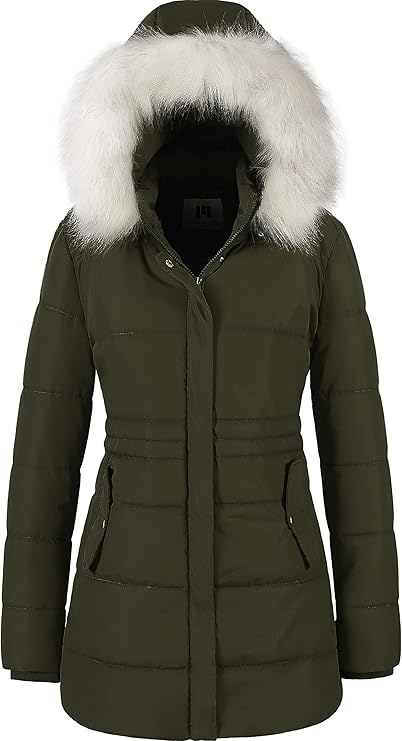 Chrisuno Women's Winter Warm Coats Puffer Jacket Long Drawstring