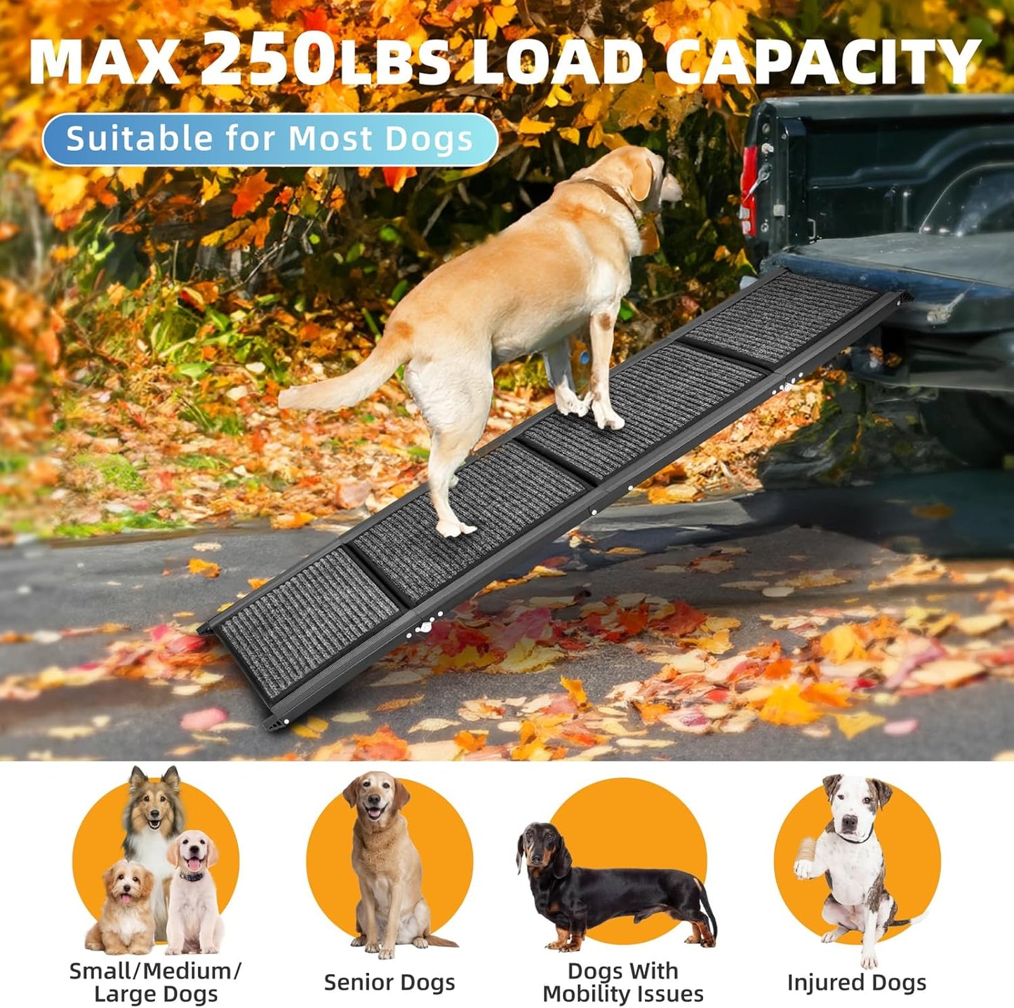 Dog Ramp for Car, 63"x17" Dog Ramps for Large Dogs with Anti-Slip Rug Surface