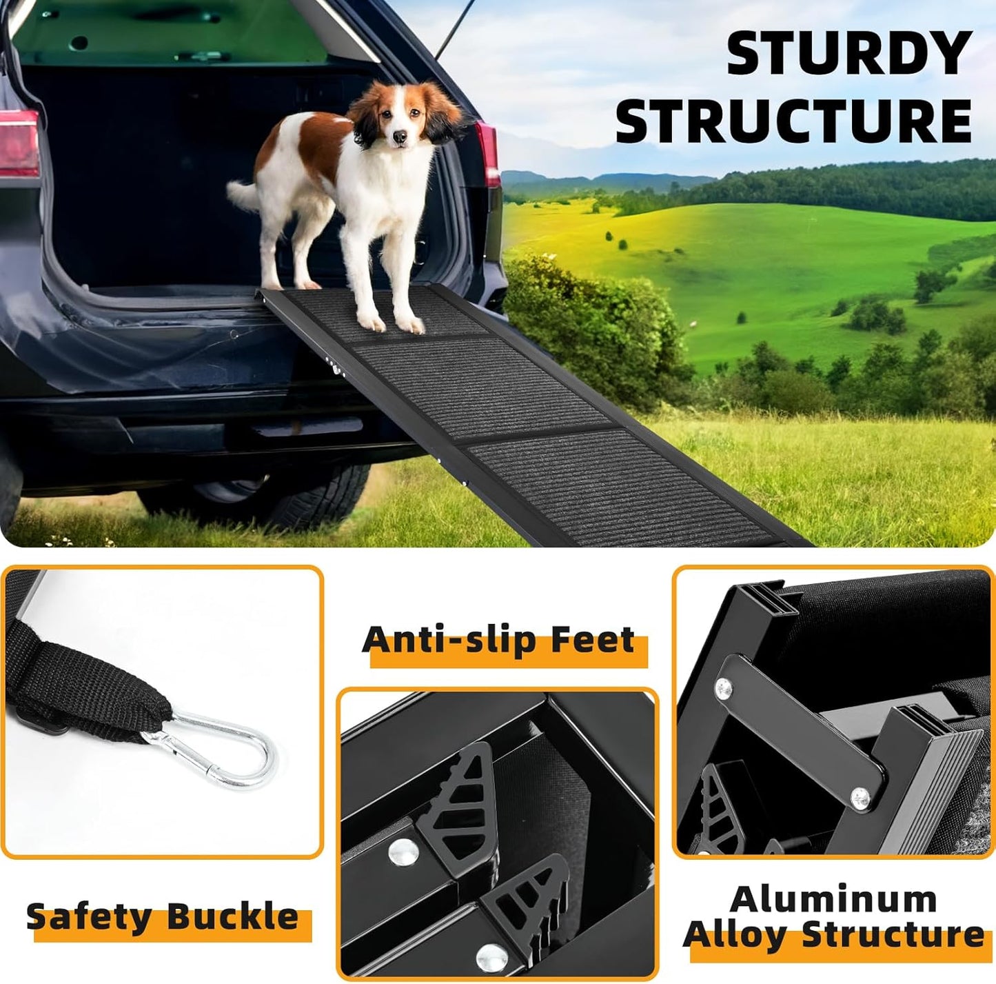 Dog Ramp for Car, 63"x17" Dog Ramps for Large Dogs with Anti-Slip Rug Surface