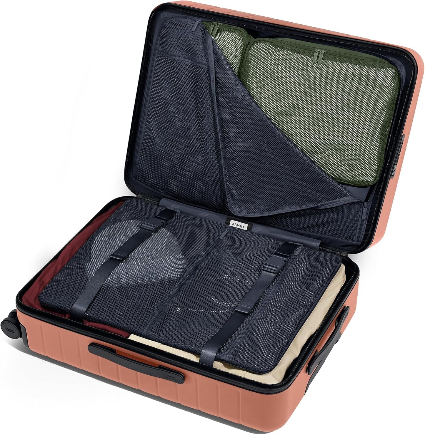 Away Medium Checked Luggage, Lightweight Hard Shell Suitcase 26 Inch, Clay Pink