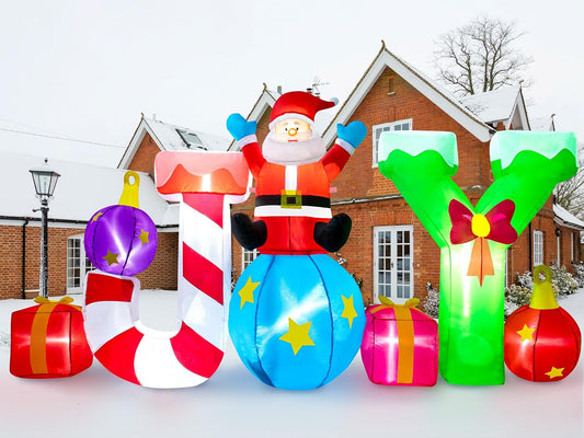 Meland 8FT Joy Christmas Inflatables Outdoor Decoration - Inflatable Christmas Yard Decorations with Built-in LED Light