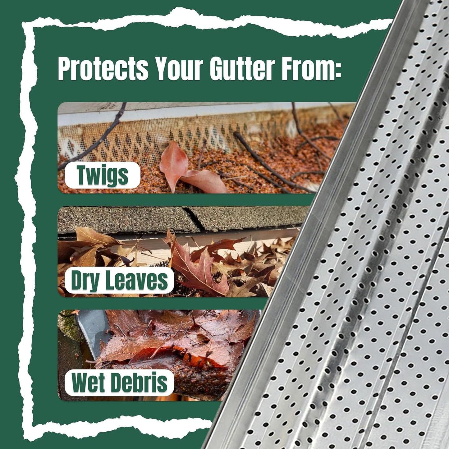 A-M Gutter Guard - Heavy Duty Lifetime Quality Aluminum Leaf & Debris Protection for 5-inch