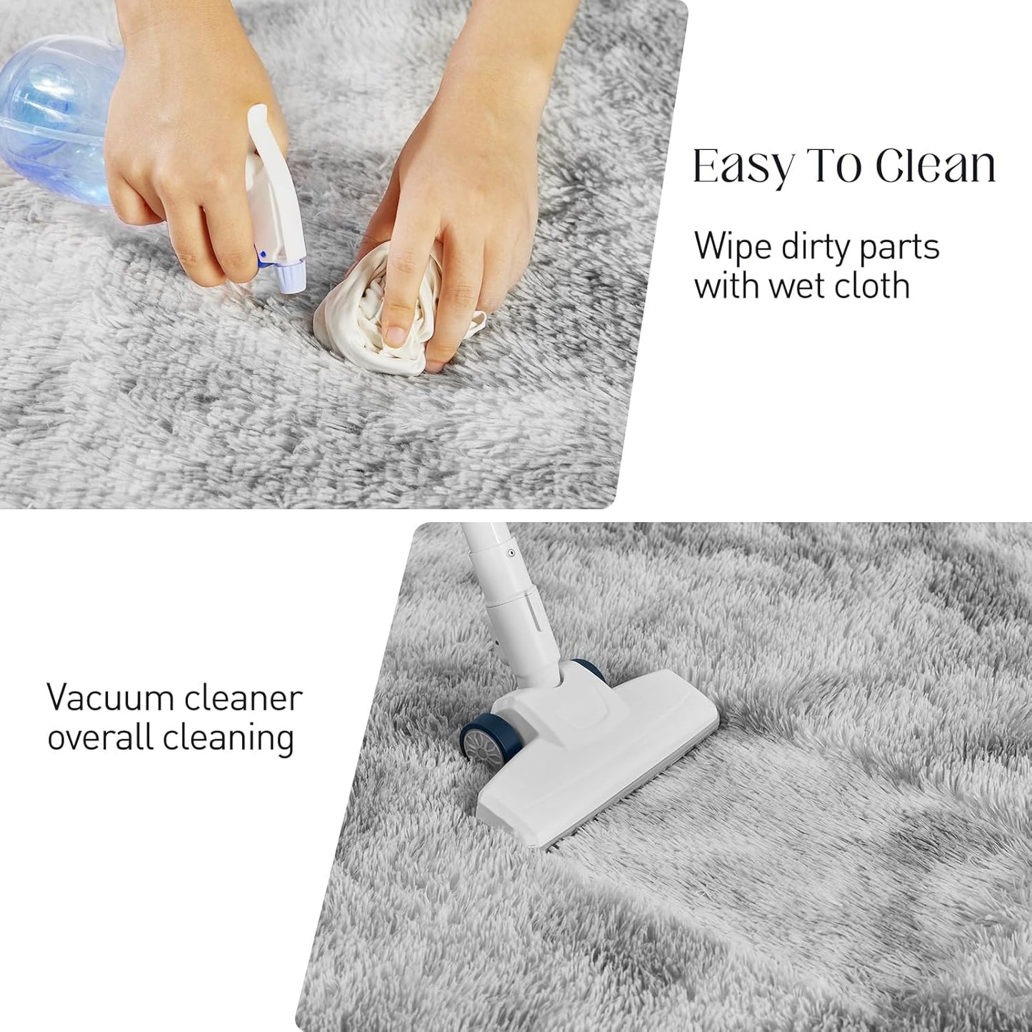 Ultra Soft Area Rugs for Living Room, 5x7 Tie-Dyed Light Grey Fluffy Plush Rugs for Bedroom