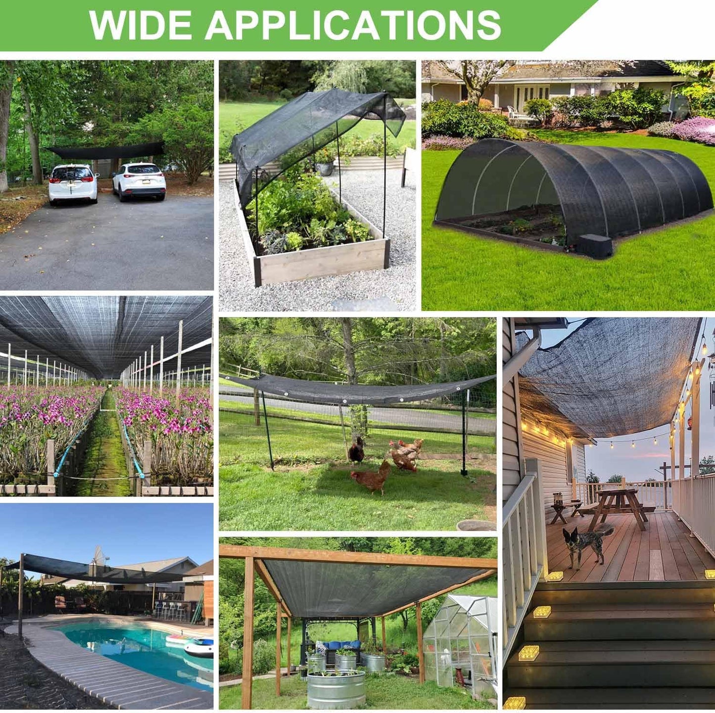 Shade Cloth for Garden, 40% 20 x 20 FT Black Mesh Tarp with Reinforced Grommets