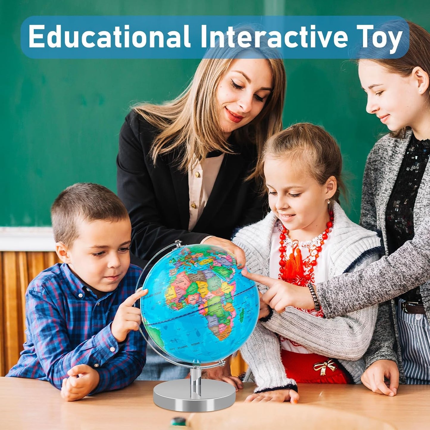 9'' Globe for Children World Globe with Stand Rewritable Easy-Read High Clear Map Earth