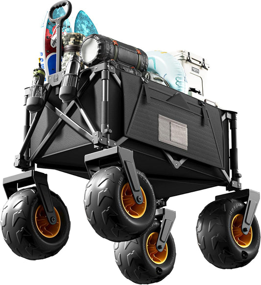 DXZ Beach Wagon Cart with Big Wheels for Sand – Folding Collapsible Wagon