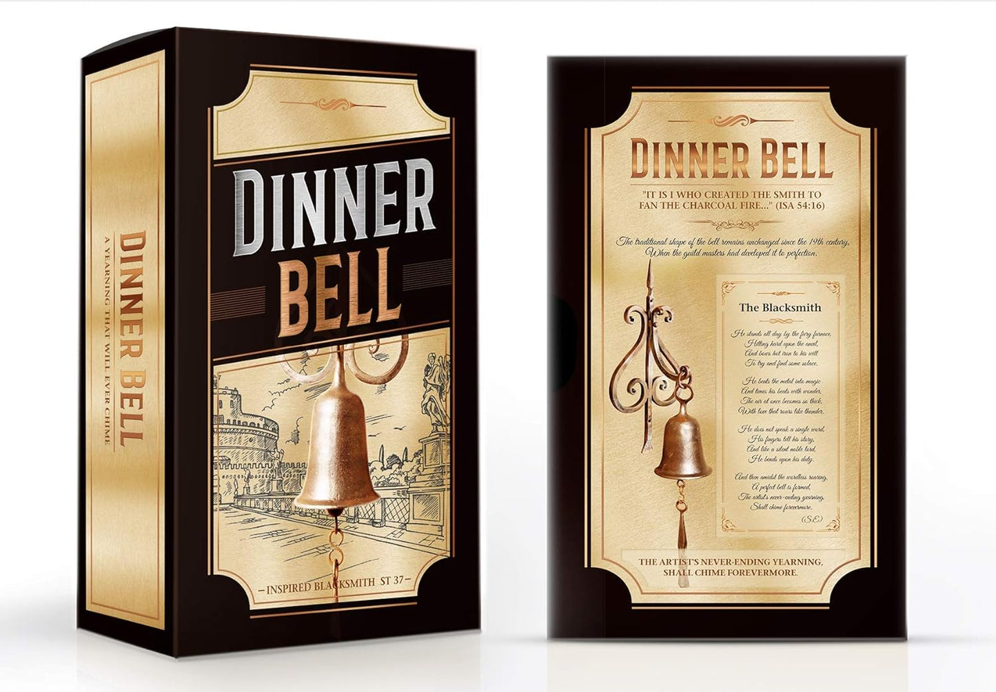 2WAYZ Dinner Bell, Cast Iron Design, Featured on an Antique Vintage Rustic Farmhouse Bracket