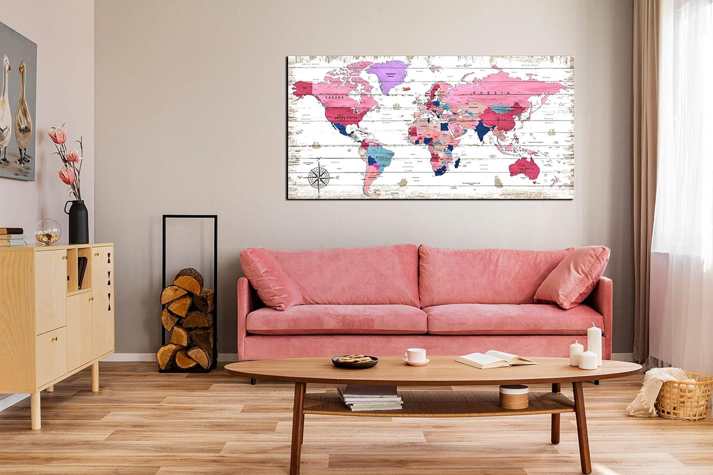 ZHAOSHOP Large World Map Canvas Wall-Art - Wall Decor for Bedroom - 40"x20"