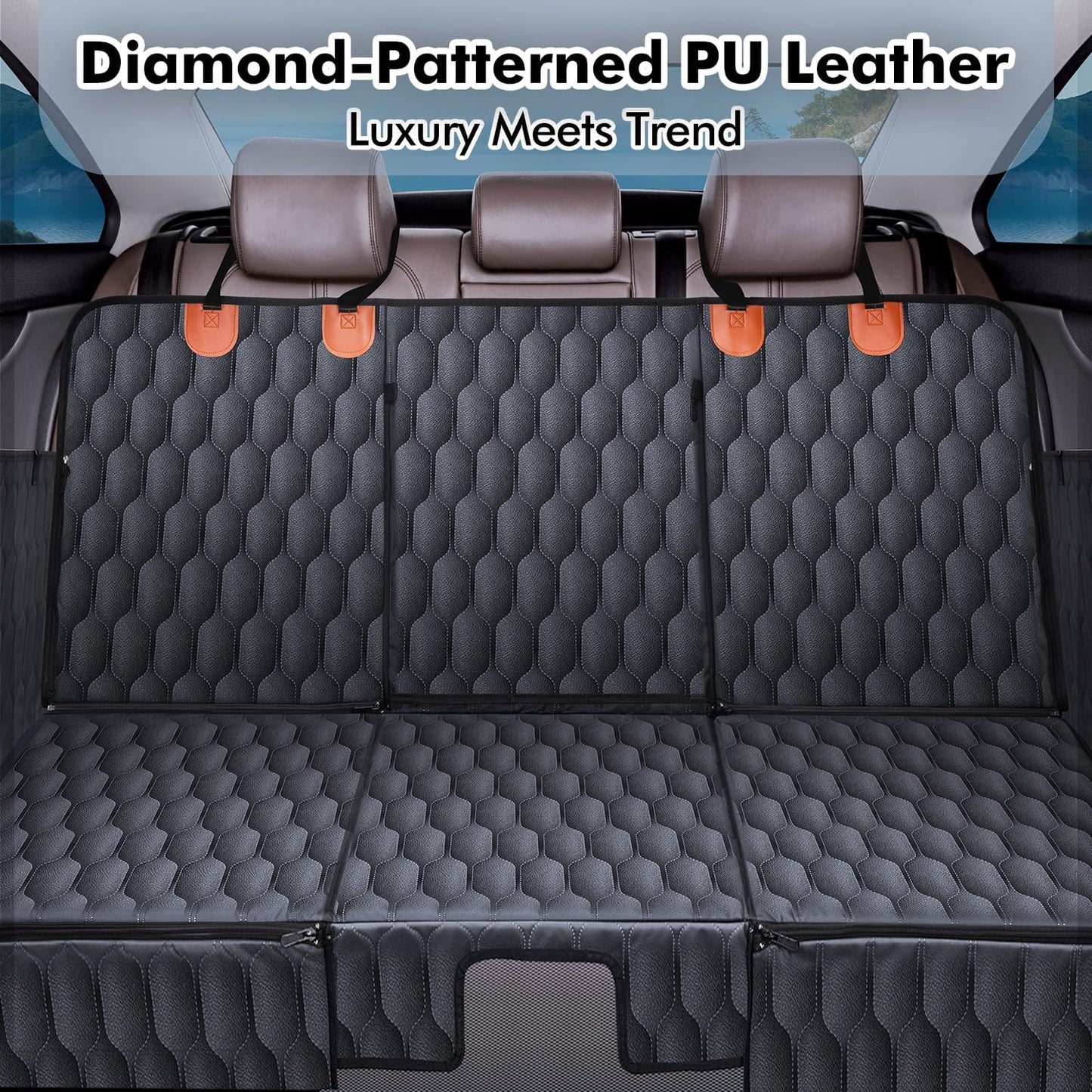 XL 3-in-1 Convertible PU Leather Dog Car Seat Extender & Booster Seat – 400lb Capacity, Waterproof, Hard Bottom
