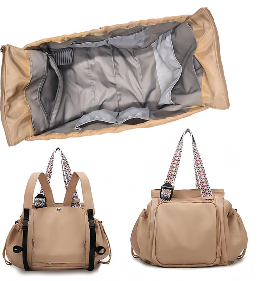 Large Capacity Versatile Travel Backpack for Women, Transformable Nylon Cradle Bag
