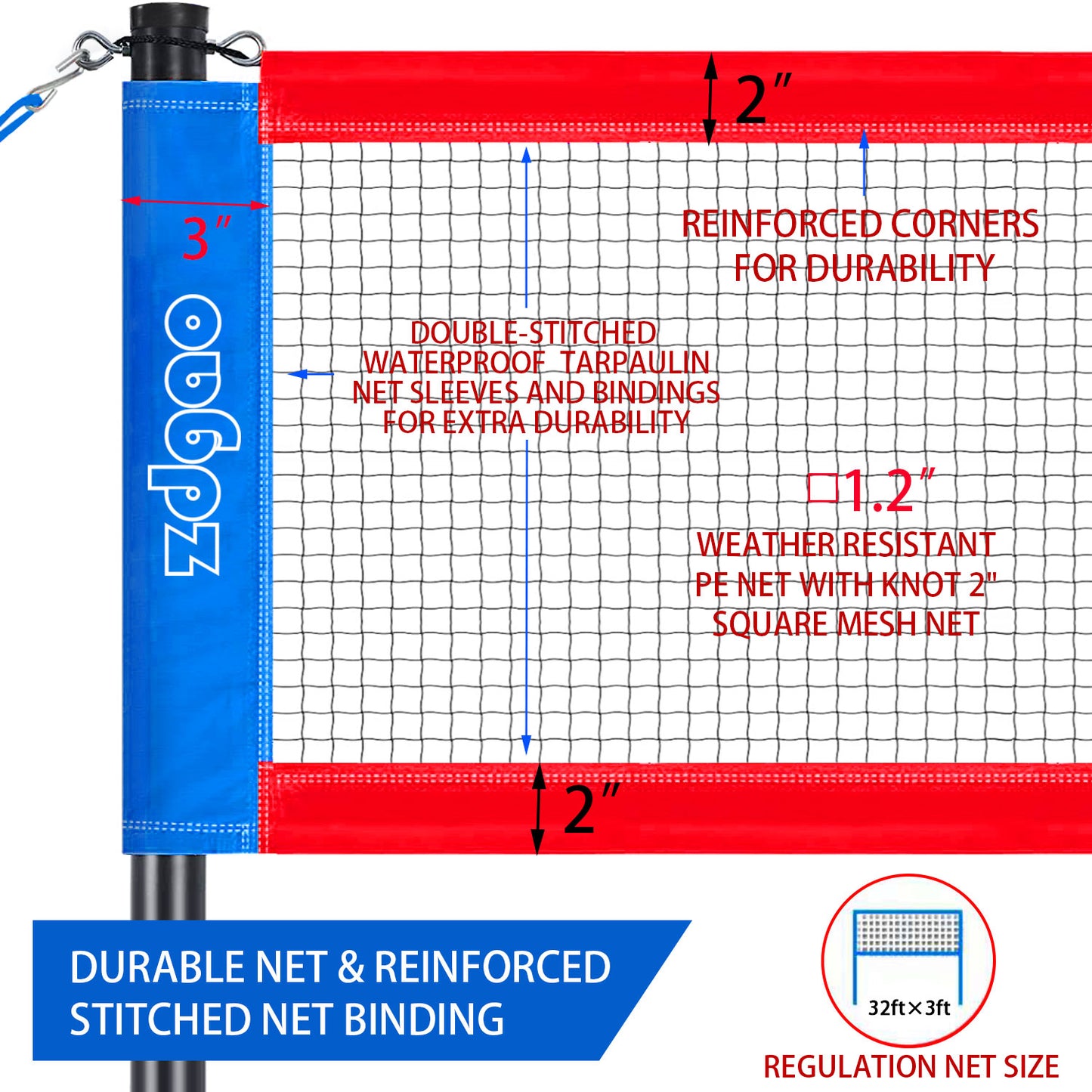 Zdgao Volleyball and Badminton Net Set with Rackets, Ball, and Flying Discs