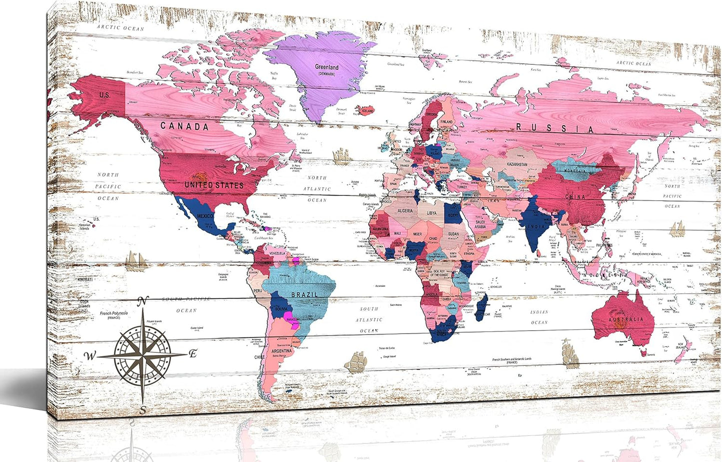 ZHAOSHOP Large World Map Canvas Wall-Art - Wall Decor for Bedroom - 40"x20"
