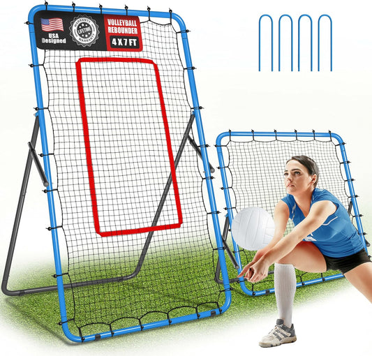 2-in-1 Volleyball Rebounder Net System, Adjustable from 7x4 ft to 4x4.5 ft