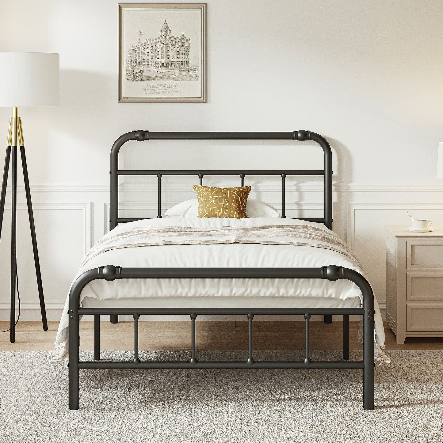 RestVille Twin Bed Frame with Headboard & Footboard 14 INCH Platform