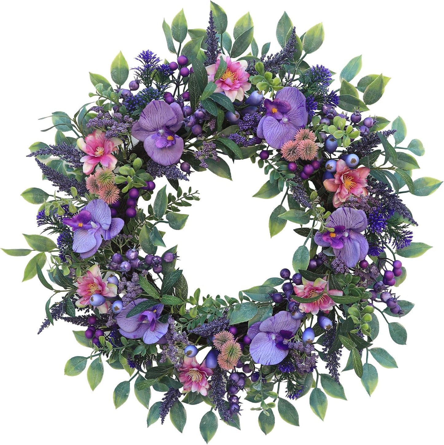 Wreaths for Front Door 24 inch Spring Summer Wreath with Purely Handmade Phalaenopsis Orchids