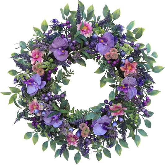 Wreaths for Front Door 24 inch Spring Summer Wreath with Purely Handmade Phalaenopsis Orchids