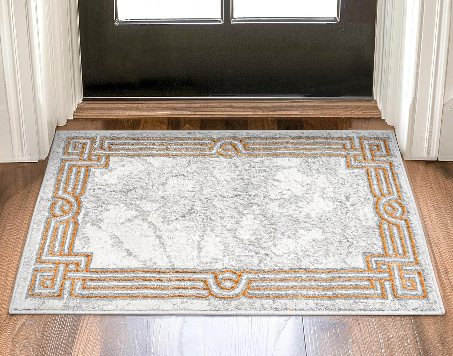 Well Woven Fairmont Collection Huntington Grey Gold & Ivory Marble Border Elegant & Soft 2x3