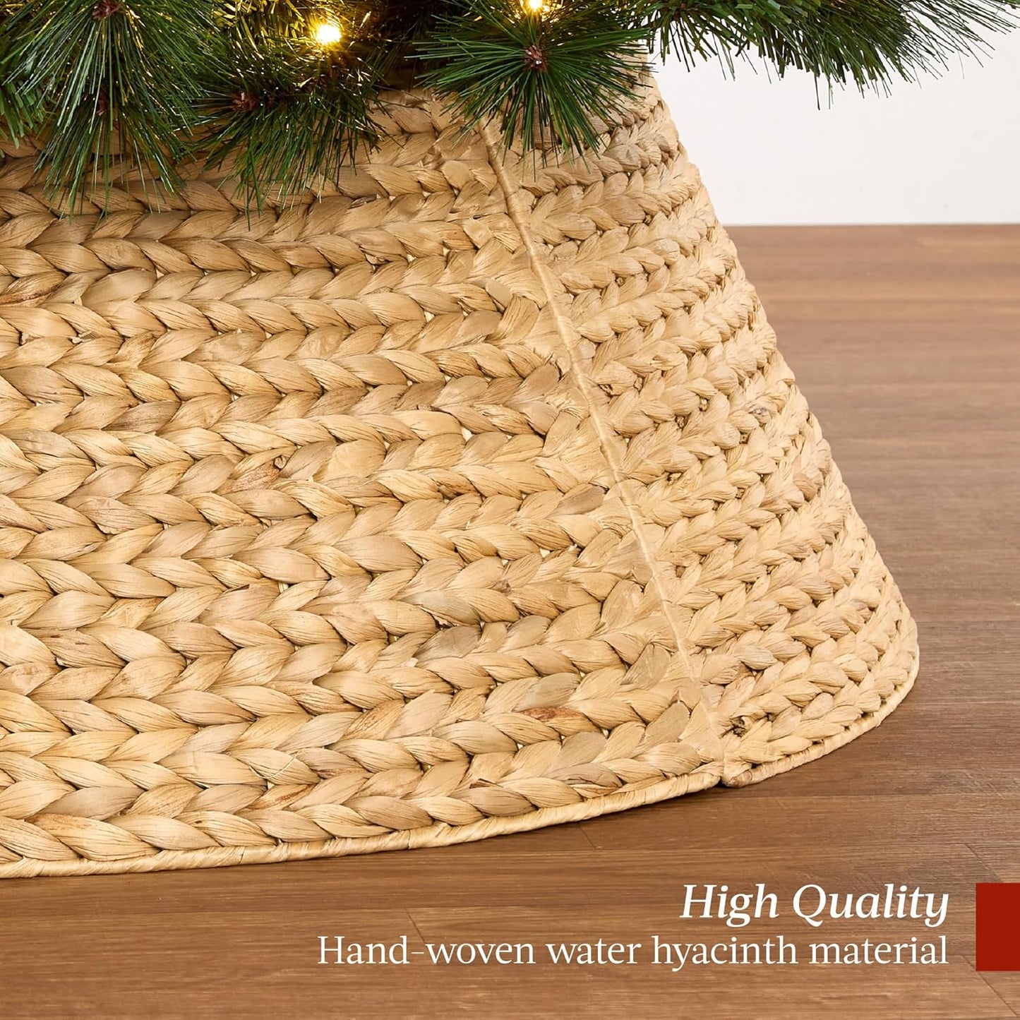 Best Choice Products 36in Christmas Tree Collar, Woven Hyacinth 3-Piece Holiday Rattan Tree Skirt