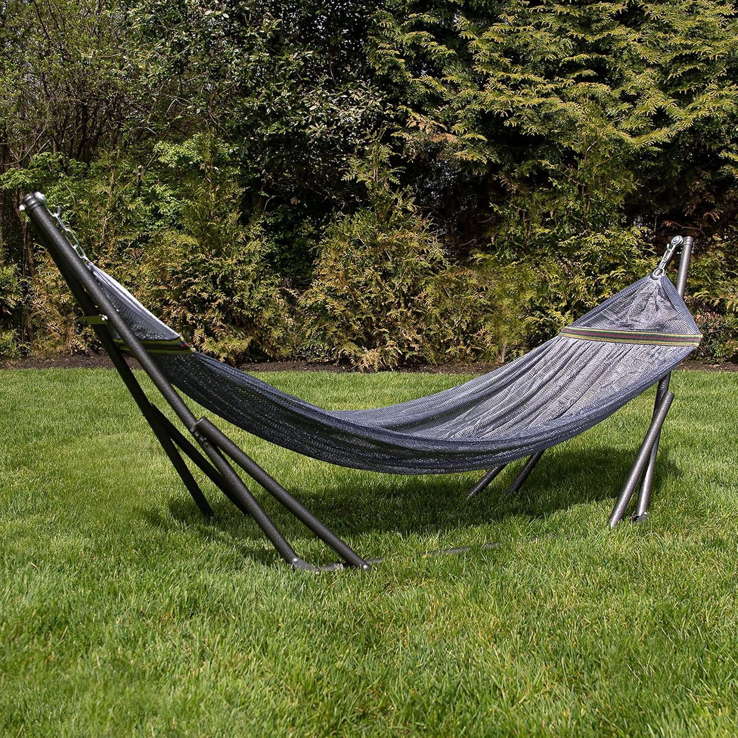 Best Home Fashion Hammock with Collapsible Steel Stand 450 lbs Capacity - No Carrying Case