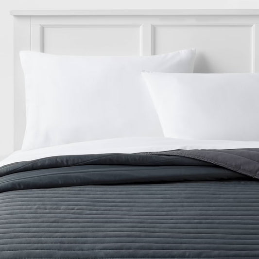 Satin Quilt - Dark Gray - Twin/Twin Extra Long