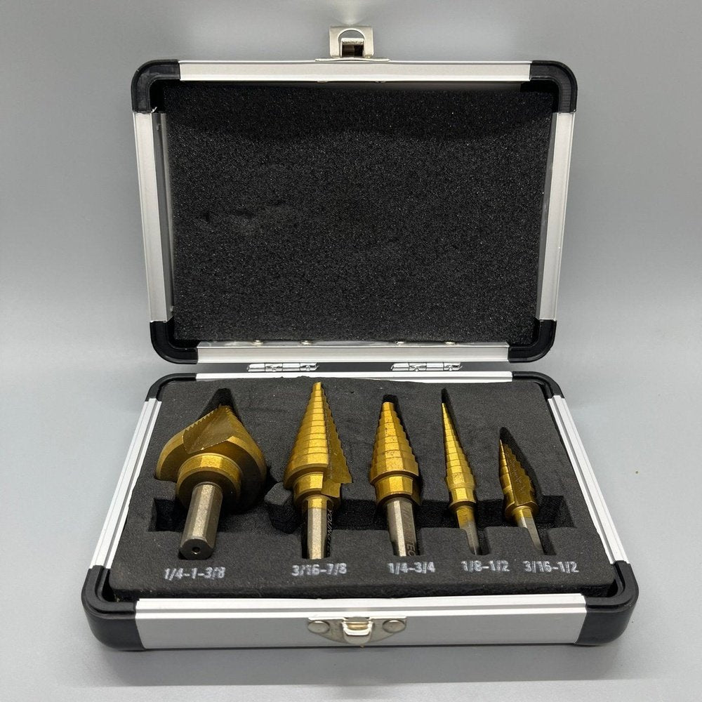 Step Drill Bits, HSS 5PCS Titanium Step Drill Bit Set - T&S Outlets