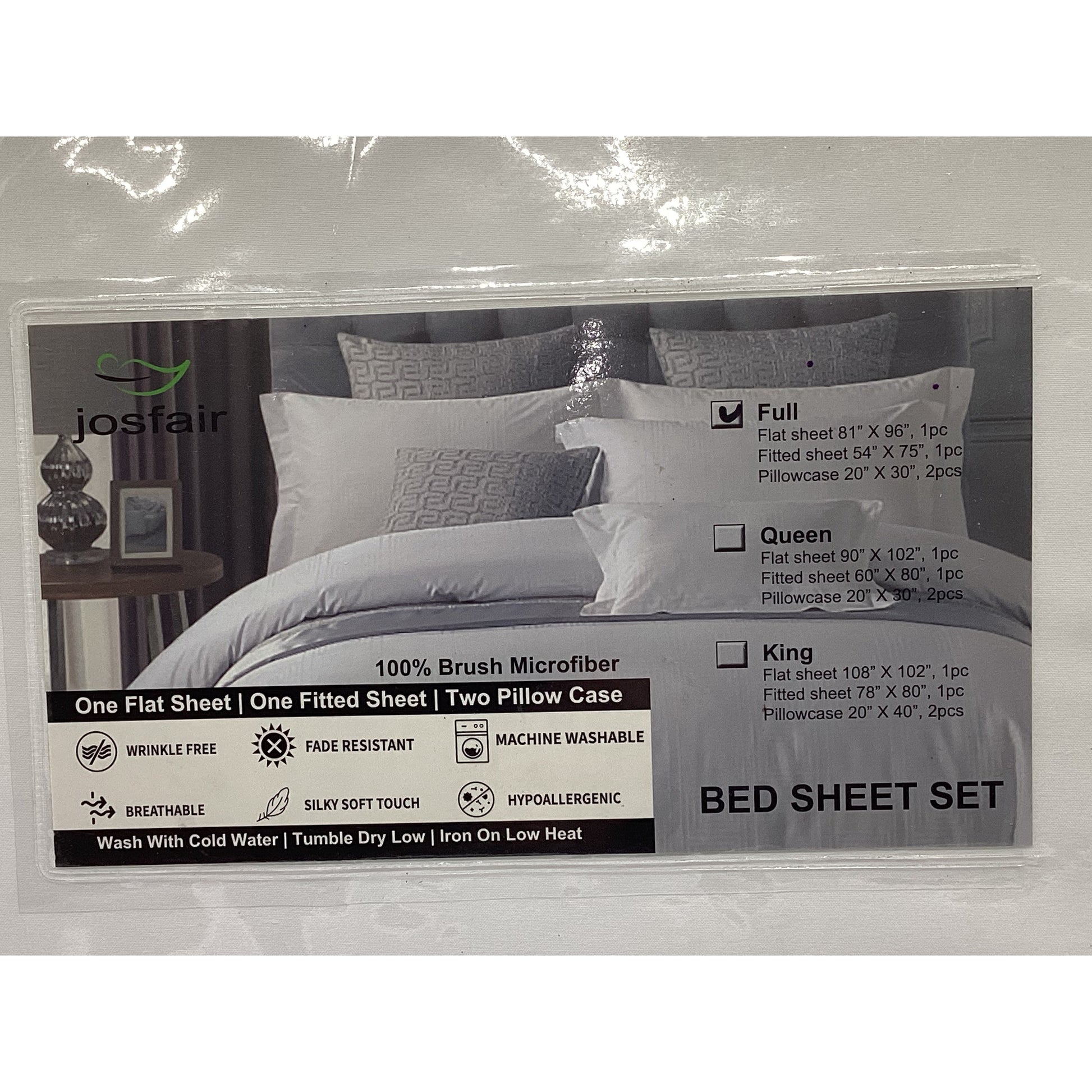 Josfair Microfiber Bed Sheet Set - Hotel Premium 1800 Bedding Sheets - Full - T&S Outlets