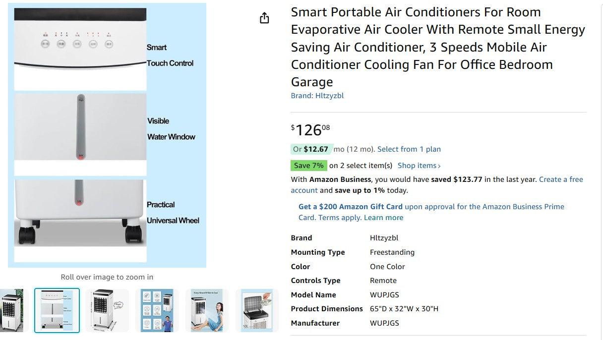 Smart Portable Air Conditioners For Room Evaporative Air Cooler With Remote