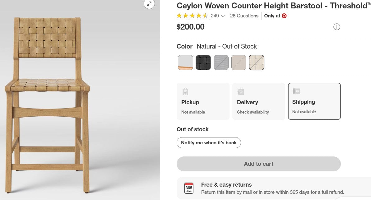 Ceylon Woven Counter Height Barstool - Threshold