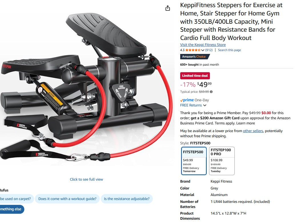 KeppiFitness Steppers for Exercise at Home, Stair Stepper for Home Gym with 350LB/400LB Capacity
