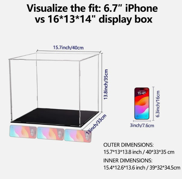 Evron Display Case for Collectibles Assemble Clear Acrylic Box