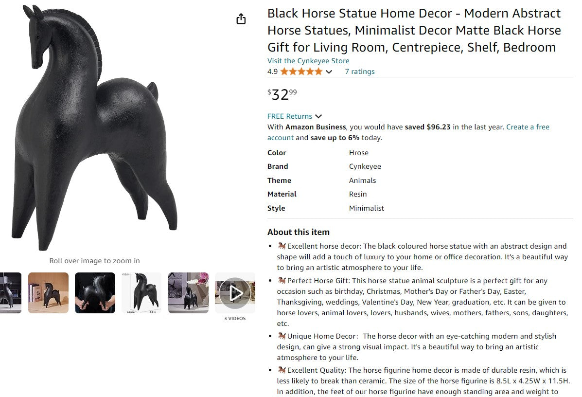 Black Horse Statue Home Decor - Modern Abstract Horse Statues