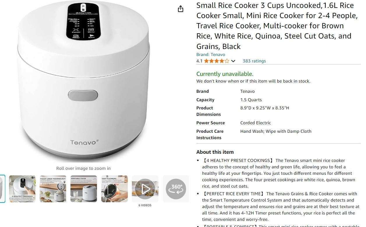 Small Rice Cooker 3 Cups Uncooked,1.6L Rice Cooker Small