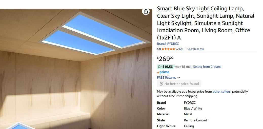 Smart Blue Sky Light Ceiling Lamp, Clear Sky Light, Sunlight Lamp, Natural Light Skylight