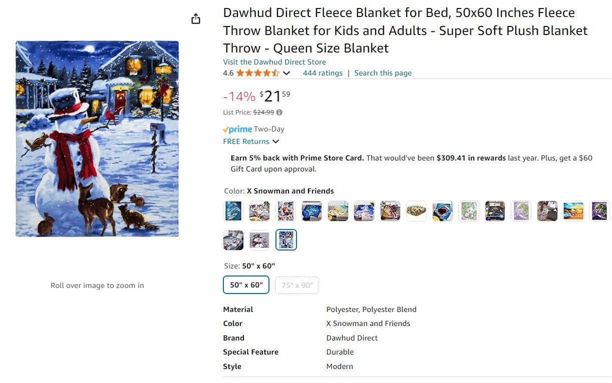 Dawhud Direct Fleece Blanket for Bed, 50x60 Inches - Snowman