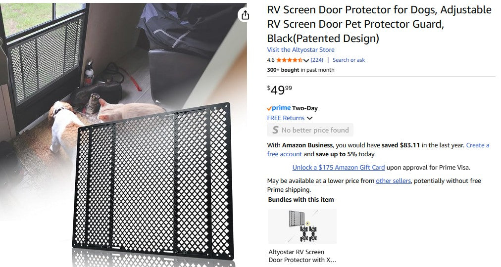RV Screen Door Protector for Dogs, Adjustable RV Screen Door Pet Protector Guard