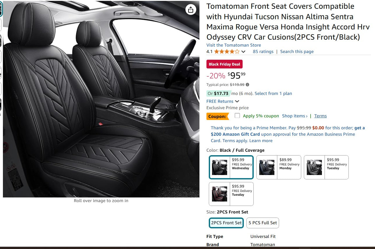 Tomatoman Front Seat Covers Compatible with Hyundai and More