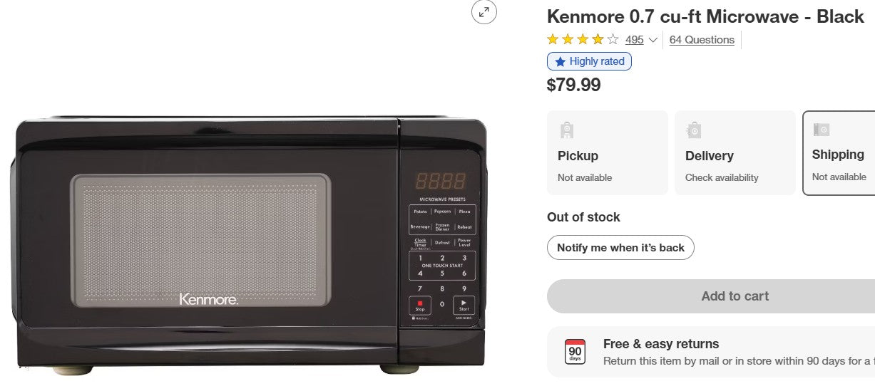 Kenmore 0.7 cu-ft Microwave - Black