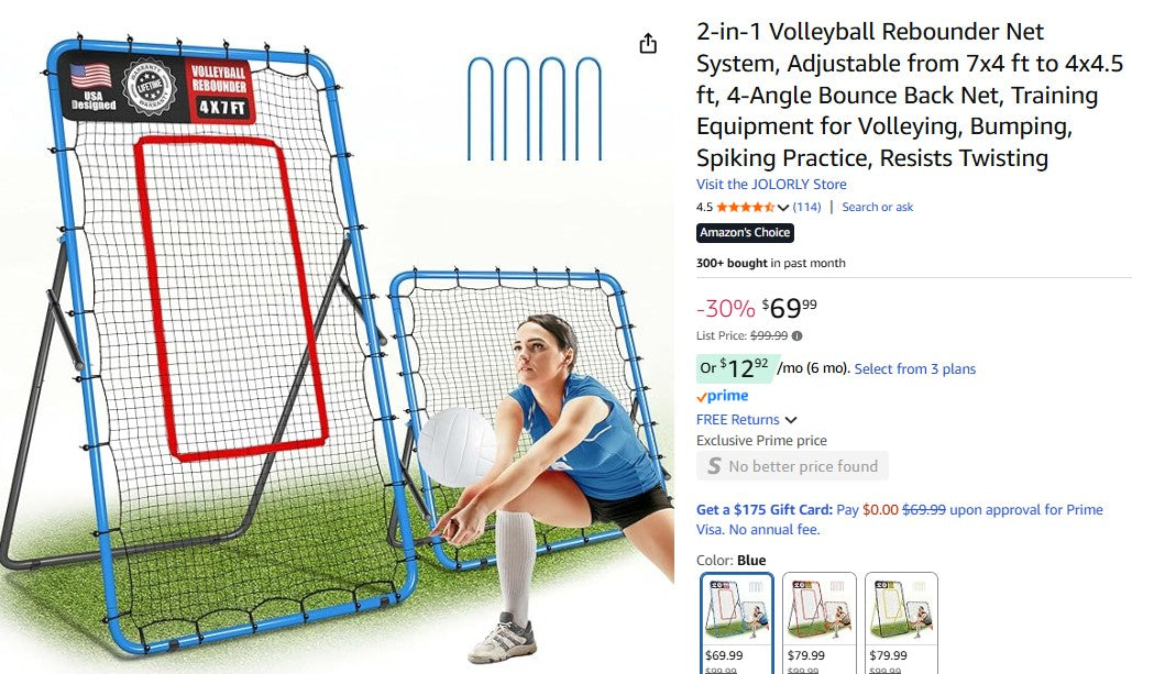 2-in-1 Volleyball Rebounder Net System, Adjustable from 7x4 ft to 4x4.5 ft
