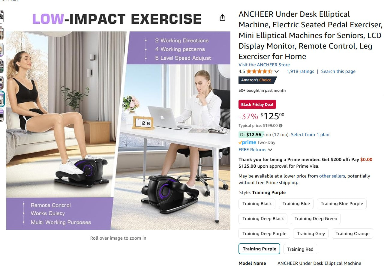 ANCHEER Under Desk Elliptical Machine, Electric Seated Pedal Exerciser