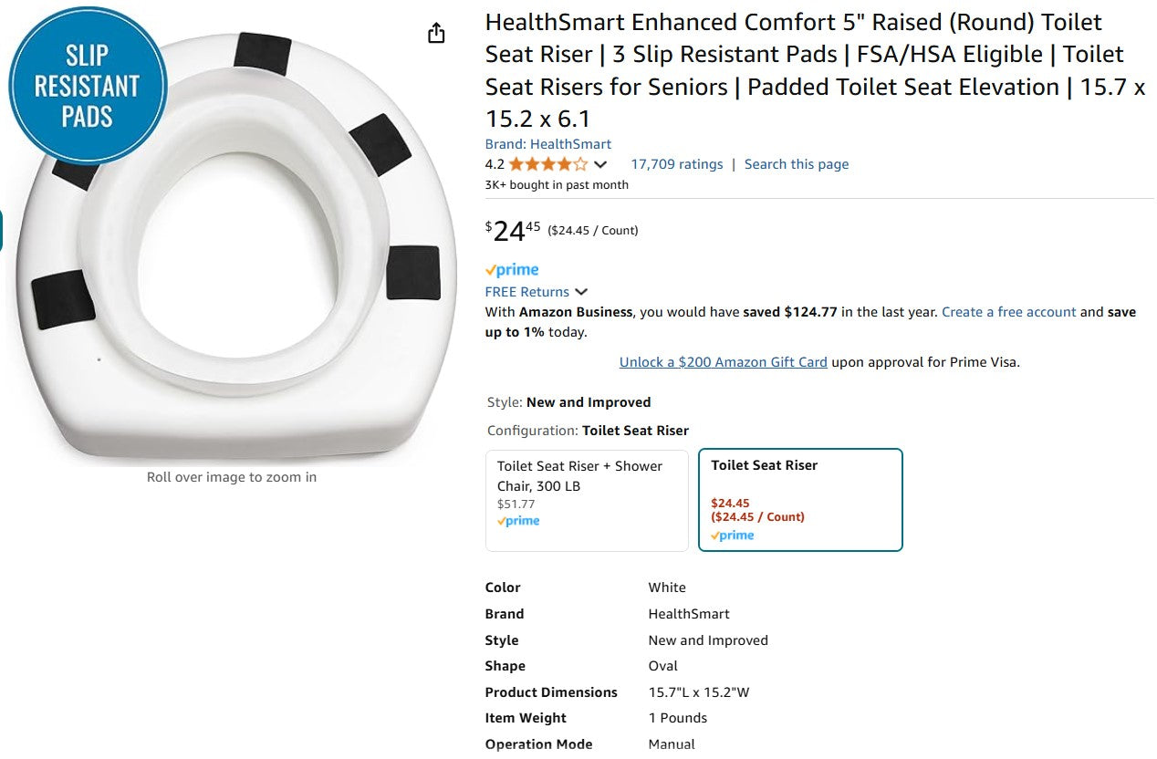 Enhanced Comfort 5" Raised (Round) Toilet Seat Riser