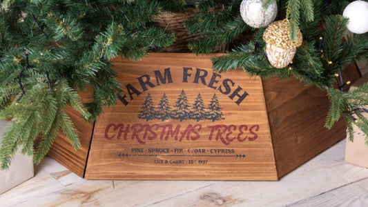 Hallops Wooden Tree Collar - Rustic Christmas Tree Decor